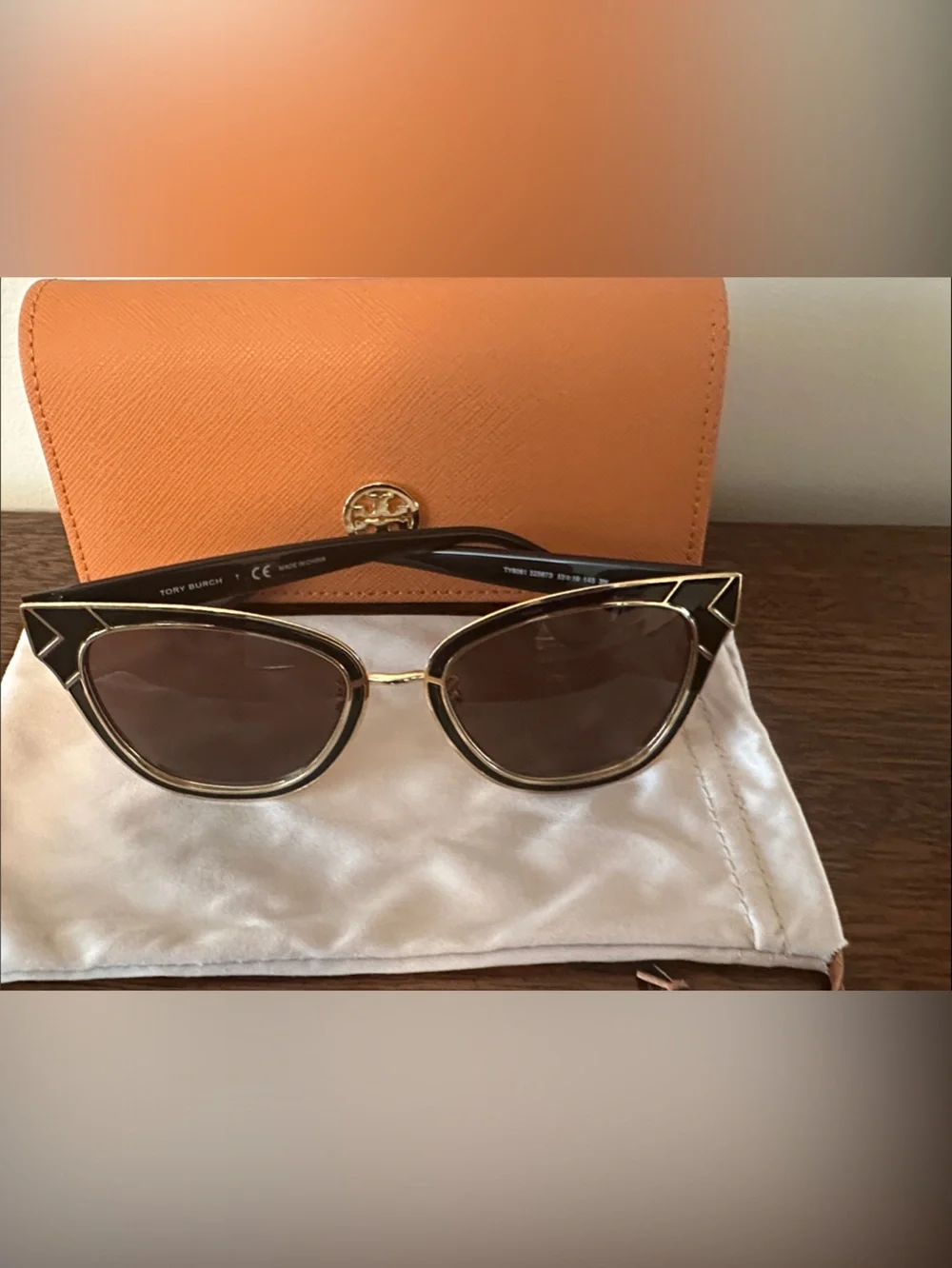 Tory Burch Black and Gold Cat-Eye Women's Sunglasses
